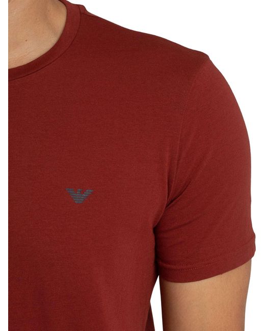 Emporio Armani Red 2 Pack Lounge Crew T-shirts for men
