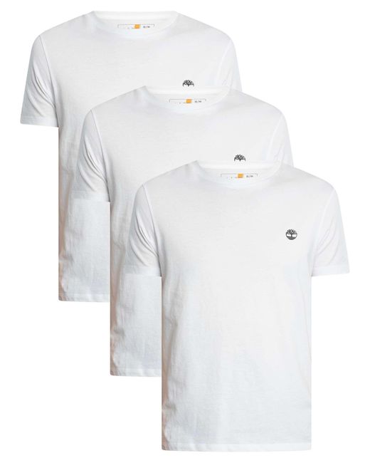 Timberland White 3 Pack Dunstan River Slim T-shirts for men