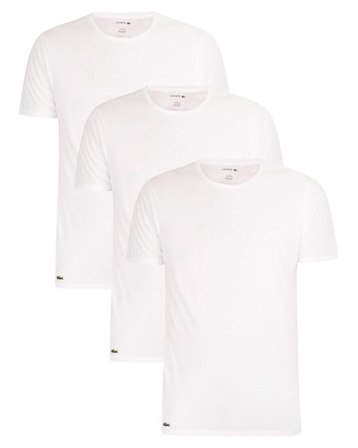 Lacoste White Essentials Lounge 3 Pack Slim Crew T-shirts for men