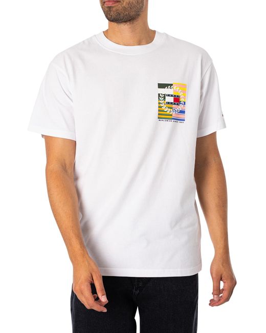 Tommy Hilfiger White Relaxed Flag T-shirt for men