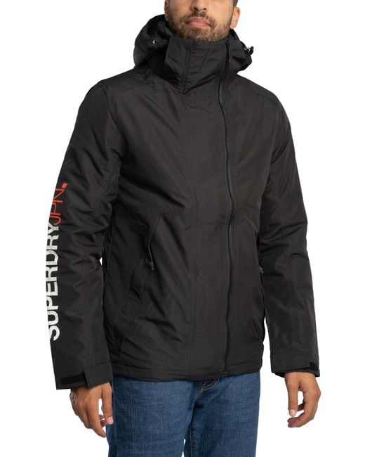 Superdry Black Hooded Yachter Windbreaker Jacket for men