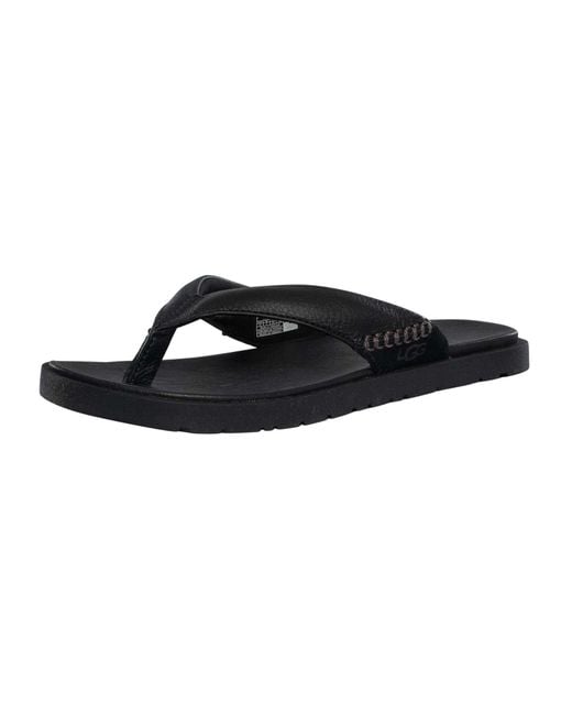 Ugg Black Seaside Ii Leather Flip Flop for men