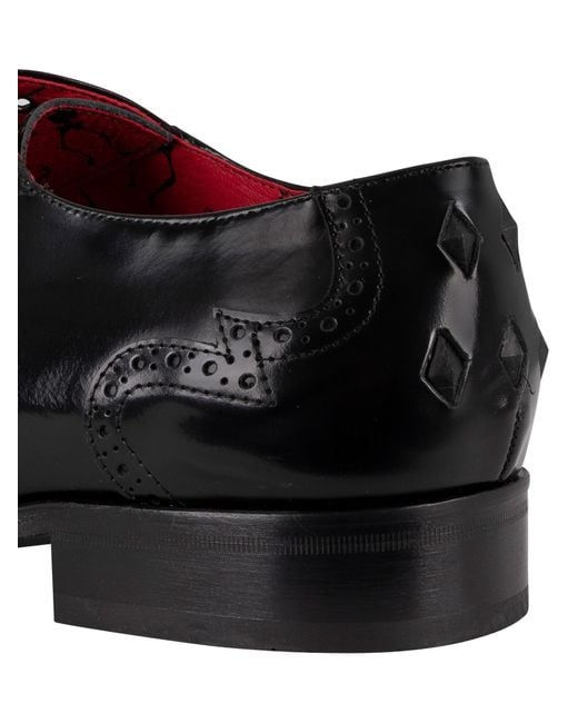 Jeffery West Black Oxford Polished Leather Shoes for men