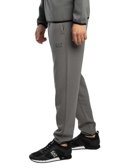 EA7 Gray Side Zip Logo Joggers for men