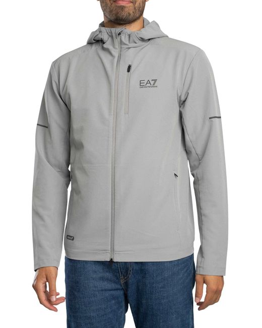 EA7 Gray Ventus 7 Cappuccio Zip Jacket for men