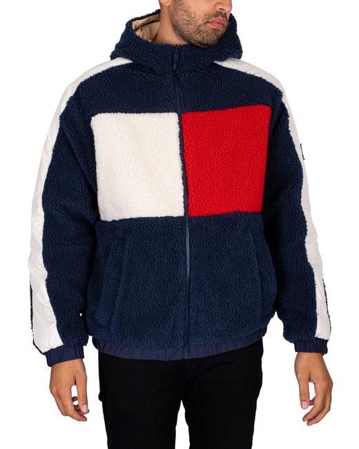 Tommy Hilfiger Blue Reversible Sherpa Jacket for men
