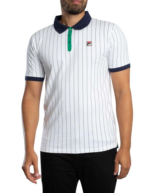 Fila White Bb1 Classic Vintage Stripe Polo Shirt for men