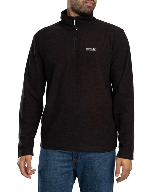 Regatta Black Thompson Marl Half Zip Fleece for men