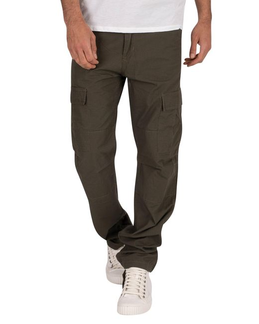 Carhartt WIP Cotton Rinsed Aviation Slim Fit Cargos in Green for Men | Lyst
