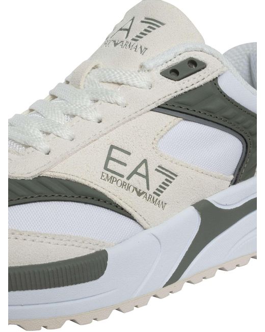 EA7 White Brand Mesh Trainers for men