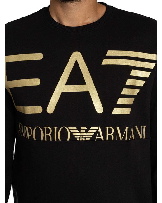 EA7 Black Big Logo Graphic Sweatshirt for men