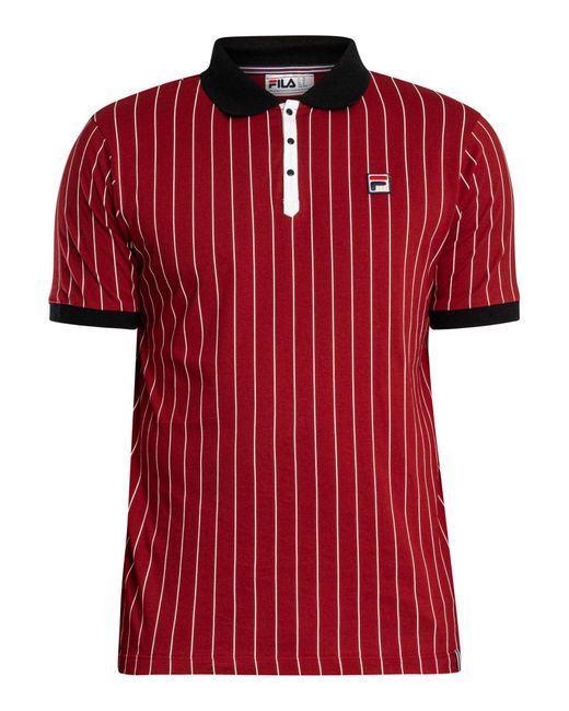 Fila Red Bb1 Classic Vintage Striped Polo Shirt for men