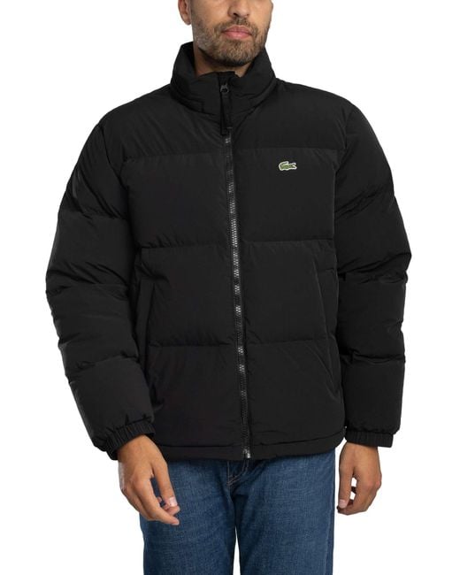 Lacoste Black Water Repellent Hooded Down Jacket for men