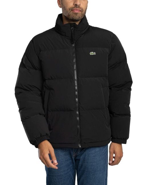 Lacoste Black Water Repellent Hooded Down Jacket for men