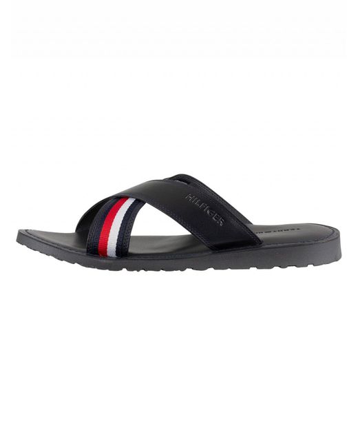 tommy hilfiger criss cross slides