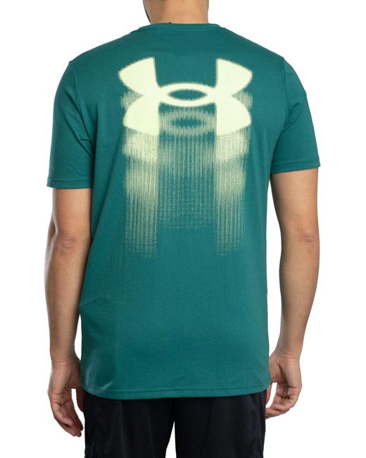 Under Armour Green Blur Logo Back Graphic Loose T-shirt for men