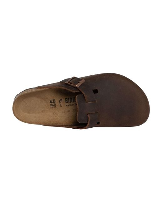 Birkenstock Brown Boston Leather Clogs for men
