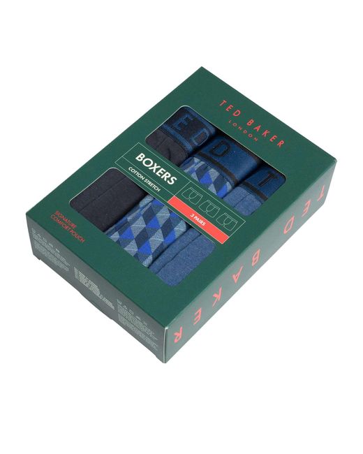 Ted Baker Blue 3 Pack Boxer Briefs for men