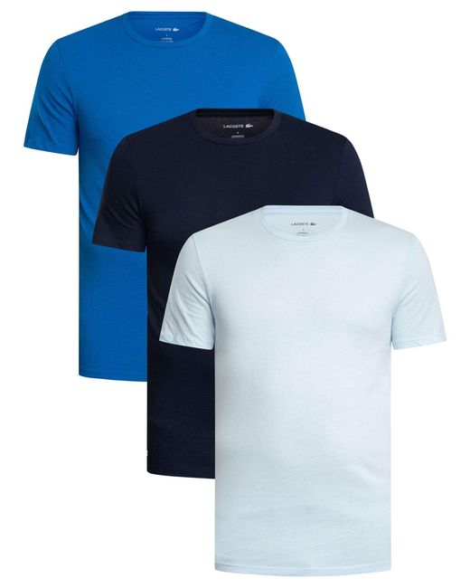 Lacoste Blue 3 Pack Lounge Slim Crew T-shirts for men