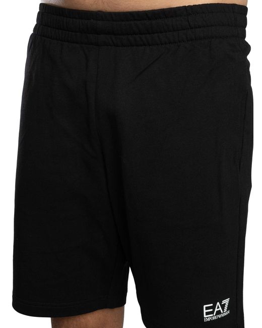EA7 Black Leg Logo Sweat Shorts for men