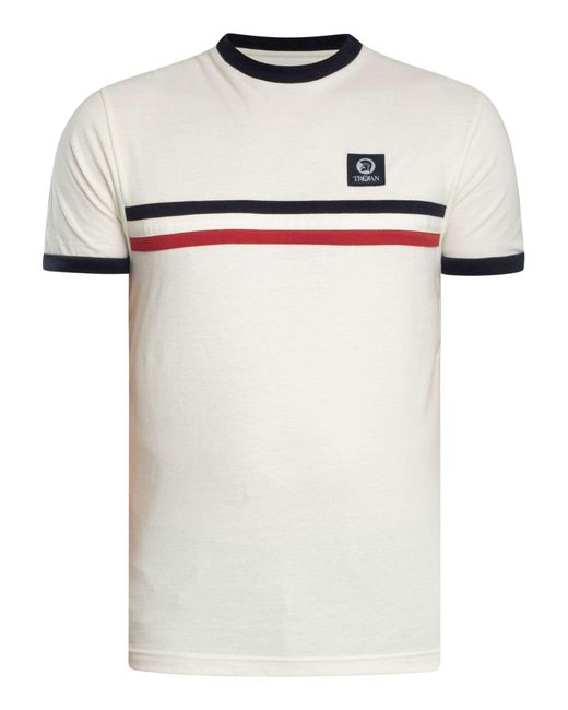 Trojan White Stripe Front T-shirt for men