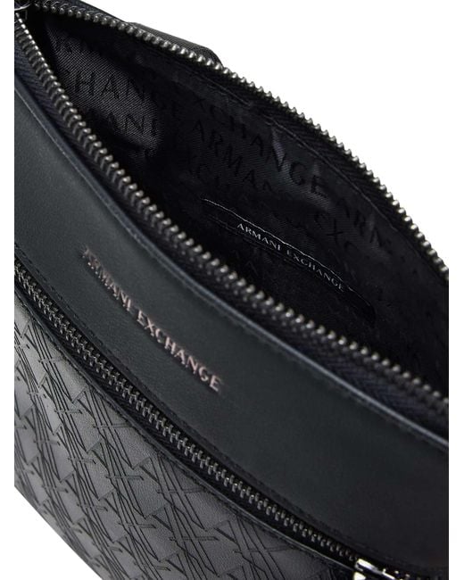 ARMANI EXCHANGE Black Flat Crossbody Messenger Bag for men