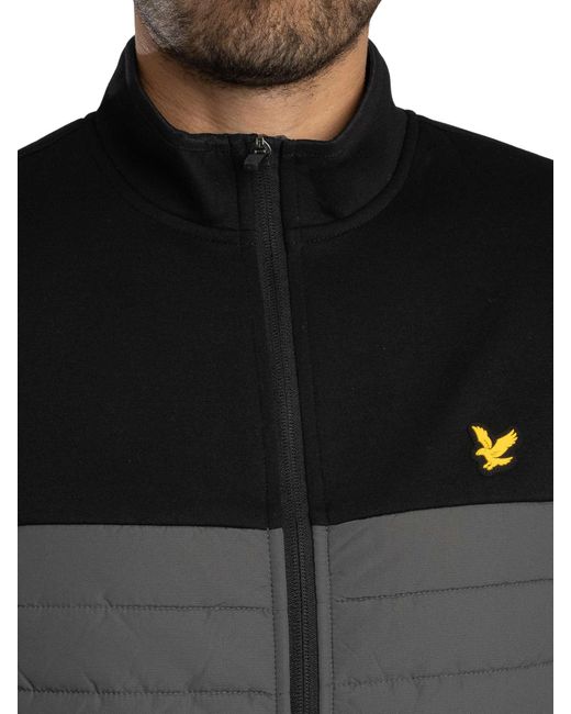 Lyle & Scott Black Sports Fleece Hybrid Jacket for men