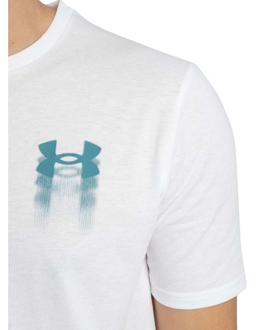 Under Armour White Blur Logo Back Graphic Loose T-shirt for men
