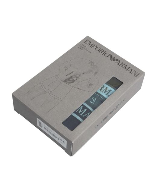 Emporio Armani Blue 3 Pack Trunks for men