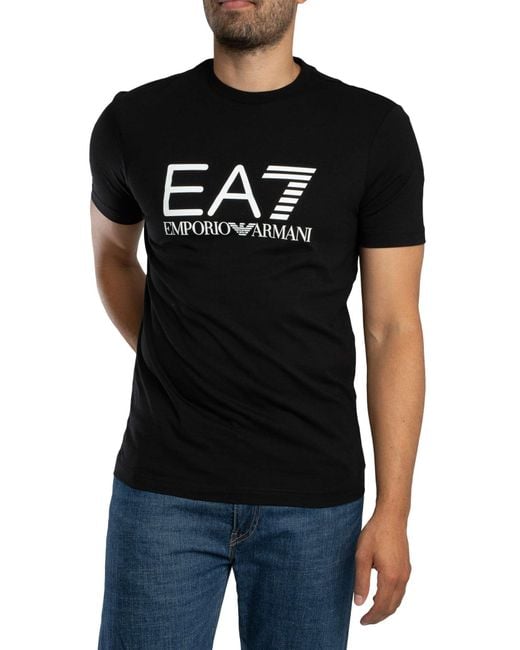EA7 Black Slim Logo Graphic T-shirt for men