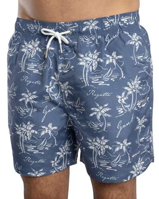 Gant Blue Island Print Swim Shorts for men