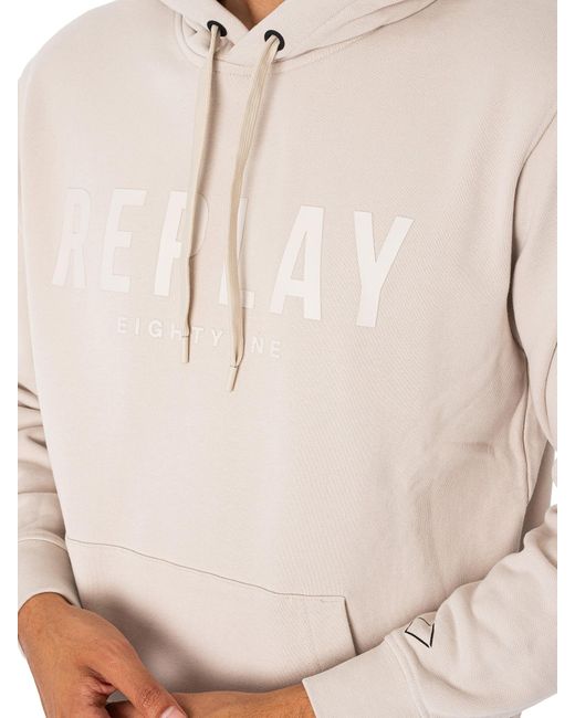 Replay White Graphic Pullover Hoodie for men