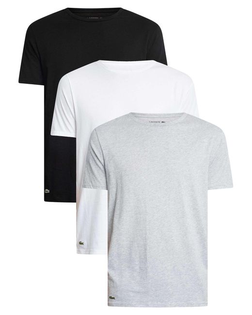 Lacoste Black 3 Pack Crew Lounge T-shirts for men