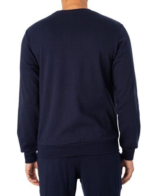 Emporio Armani Blue Knitted Longsleeved Pyjama Set for men
