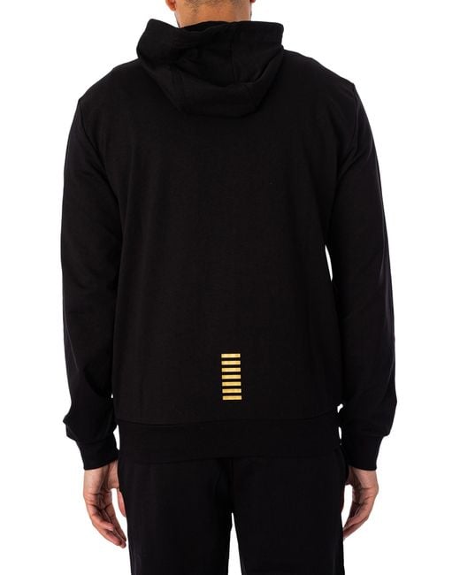 EA7 Black Zip Hooded Tracksuit for men