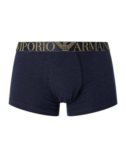 Emporio Armani Blue 3 Pack Organic Cotton Trunks for men