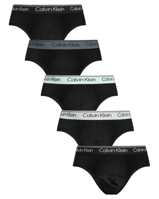 Calvin Klein Black 5 Pack Microfiber Stretch Hip Briefs for men