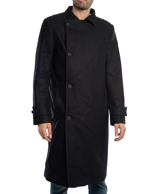 Ted Baker Black Radford Wool Wrap Funnel Coat for men