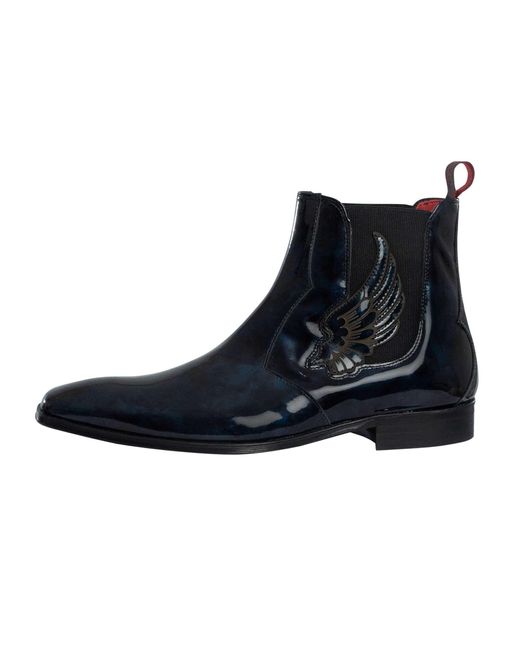 Jeffery West Blue Wings Leather Chelsea Boots for men
