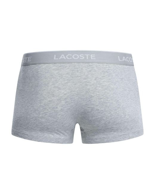 Lacoste Gray 3 Pack Cotton Stretch Trunks for men