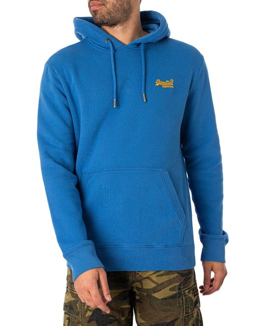 Superdry Blue Essential Logo Pullover Hoodie for men