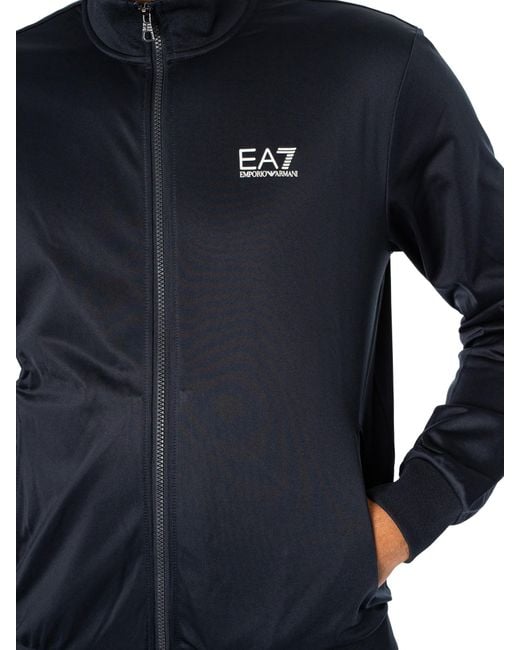 EA7 Blue Funnel Neck Zip Tracksuit for men