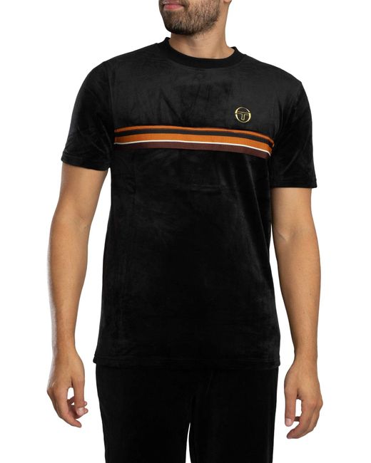 Sergio Tacchini Black Ayme Velour T-shirt for men