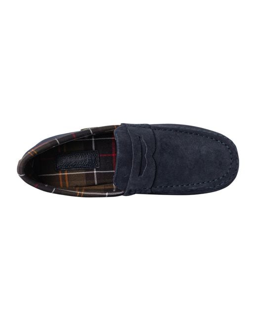 Barbour Blue Porterfield Suede Slippers for men
