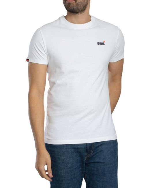 Superdry White Essential Contrast Emb T-shirt for men