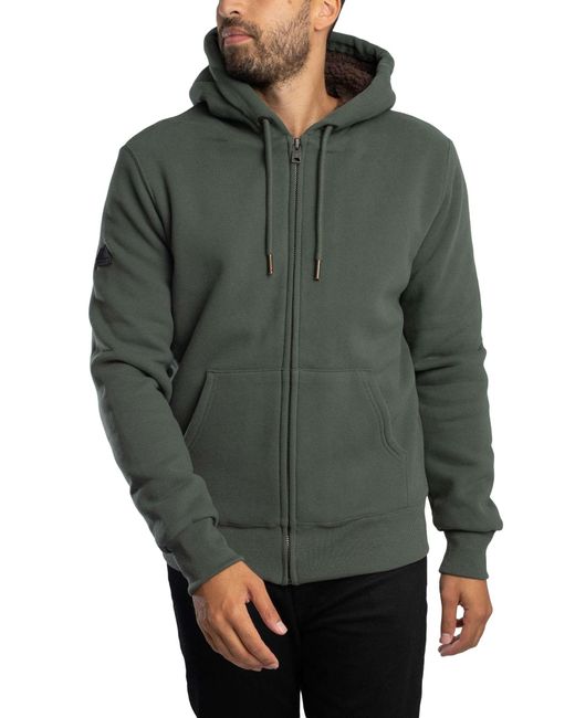 Superdry Gray Borg Lined Zip Hoodie for men