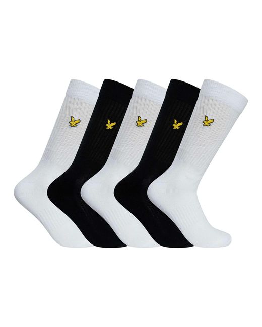 Lyle & Scott Black 5 Pack Camdyn Premium Sport Socks for men