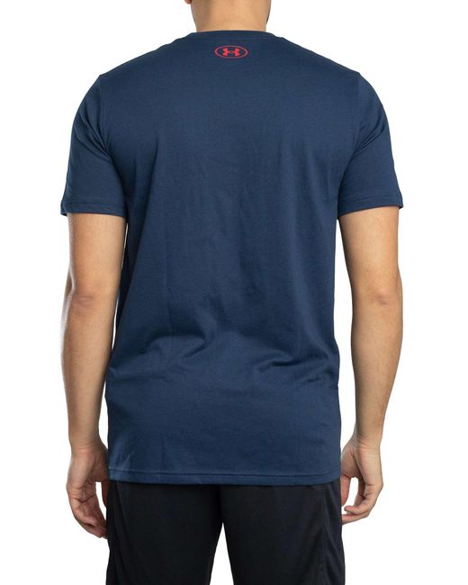 Under Armour Blue Loose Boxed Sports Graphic T-shirt for men