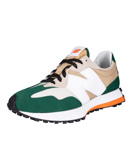 New Balance Lace 327 Oversized Brand Trainers in Green for Men Lyst UK