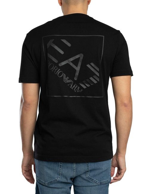 EA7 Black Back Box Logo T-shirt for men